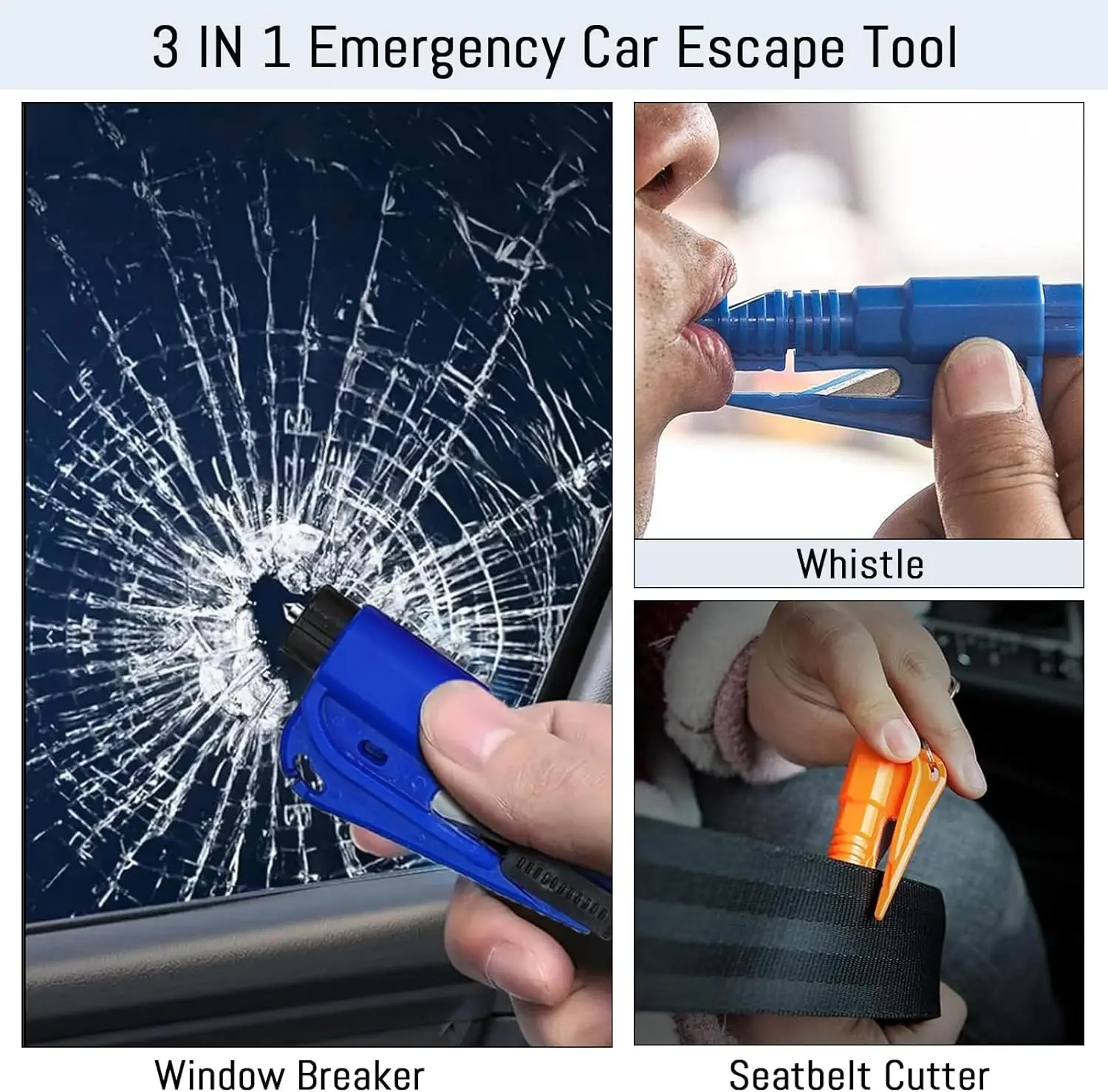 Car Emergency Tool Kit - Многофункциональный аварийный молоток 3-в-1: стеклобой, резак